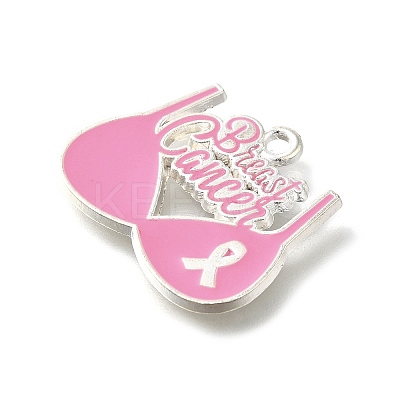 Breast Cancer Pink Awareness Ribbon Theme Alloy Enamel Pendants ENAM-C026-01H-S-1