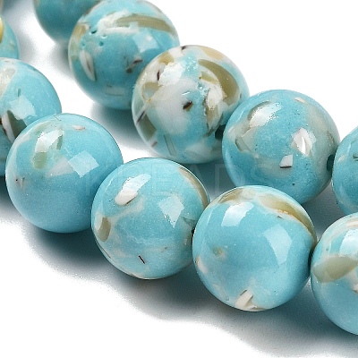 Assembled Synthetic Stone and Trochus Shell Beads Strands G-B128-08D-06-1