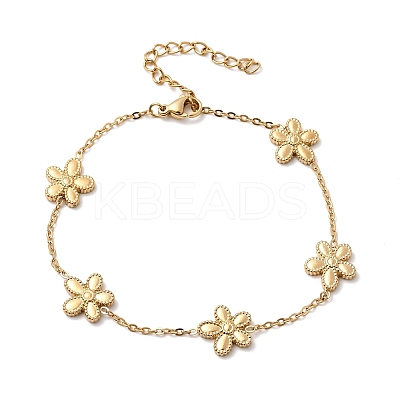 304 Stainless Steel Flower Link Bracelets BJEW-G765-04G-1