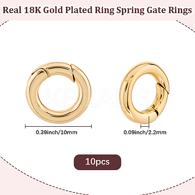 10Pcs Brass Spring Gate Rings KK-BBC0022-07B-1