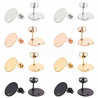 32Pcs 4 Colors 304 Stainless Steel Stud Earring Findings STAS-SC0004-33-1