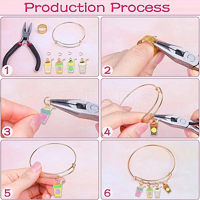 30Pcs 6 Styles Alloy Enamel Pendants ENAM-CJ0003-16-1