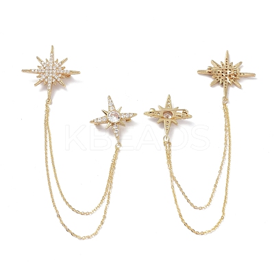 Star with Tassel Chain Brooch Pin JEWB-K006-12G-1