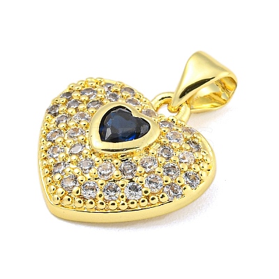 Heart Rack Plating Brass Micro Pave Cubic Zirconia Charms KK-Z053-17G-05-1