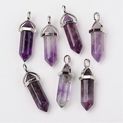 Natural Amethyst Double Terminated Pointed Pendants G-F295-05C-1