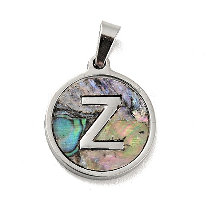 304 Stainless Steel with Paua Shell Pendants STAS-G268-02Z-P-1