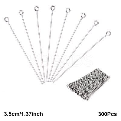 300Pcs 304 Stainless Steel Eye Pins STAS-YW0003-12A-1