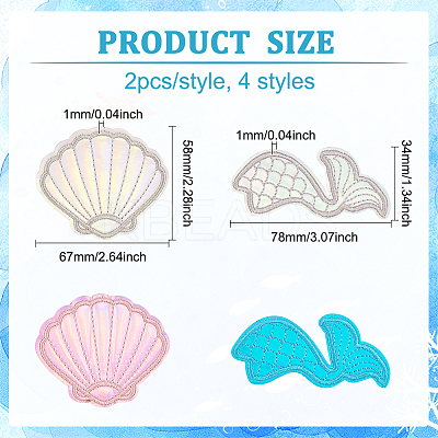 8Pcs 4 Style Embroidered Cloth Patches PATC-FG0001-22-1