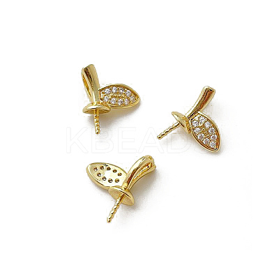 Brass Micro Pave Clear Cubic Zirconia Leaf Peg Bails Pin Charms LS-BAPE-PW0002-20A-1