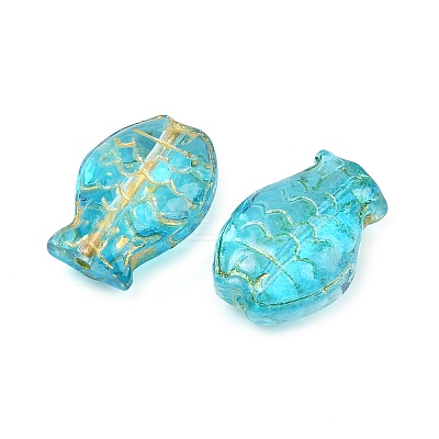 Electroplate and Golden Metal Enlaced Glass Beads EGLA-T029-01C-1