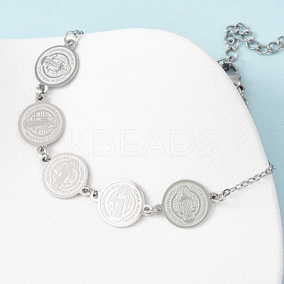 Religion 304 Stainless Steel Link Bracelets for Women LS-BJEW-F524-03P-1
