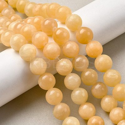 Natural Yellow Jade Bead Strands G-K121-01-14mm-1
