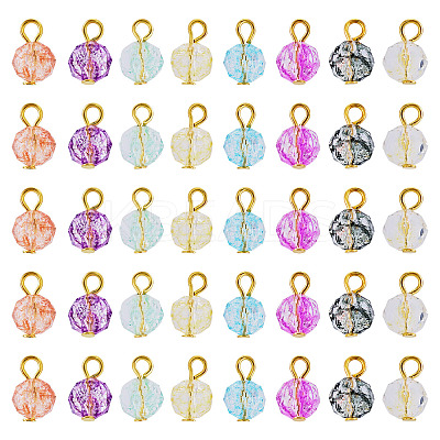 80Pcs 8 Styles Crackle Transparent Glass Charms PALLOY-TAC0292-1
