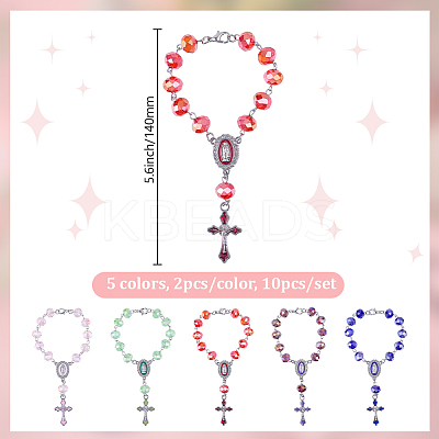 10Pcs 5 Colors Glass & Alloy Enamel Pendant Decoration HJEW-DR00076-1