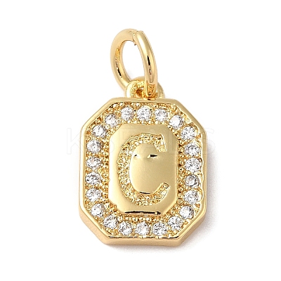 Real 18K Gold Plated Brass Micro Pave Clear Cubic Zirconia Pendants KK-L216-002G-C-1