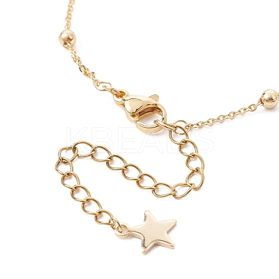 304 Stainless Steel Star Charm Anklets with Brass Satellite Chains AJEW-AN00549-1