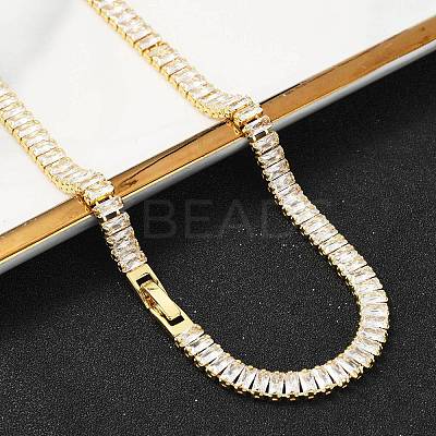 Clear Cubic Zirconia Classic Tennis Necklace for Girl Women Gift NJEW-A005-03G-1