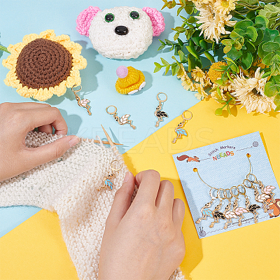 Flamingo Stitch Markers HJEW-AB00189-1