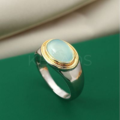 Oval Brass Cat Eye Finger Rings FS-WGC727D-02-1