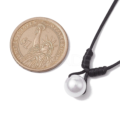 Round Shell Pearl Pendant Necklaces NJEW-JN04784-02-1
