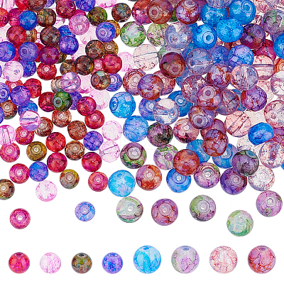240pcs 8 styles Baking Paint & Imitation Opalite Transparent Glass Beads Strands DGLA-AR0001-07-1