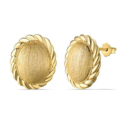 Oval 925 Sterling Silver Stud Earrings for Woman EJEW-F364-02G-1
