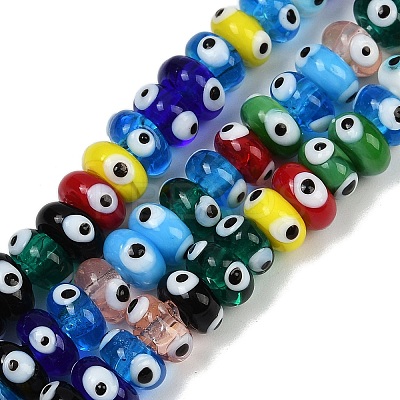 Handmade Evil Eye Lampwork Beads Strands LAMP-A007-02B-06-1