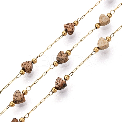 Handmade Natural Gemstone Beads Heart Chains CHS-T006-27G-1