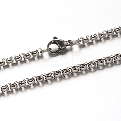 Tarnish Resistant 304 Stainless Steel Box Chain Necklaces LS-NJEW-H421-2-1
