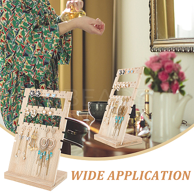 36-Hole 3-Row Wood Jewelry Display Stands EDIS-WH0016-007A-1