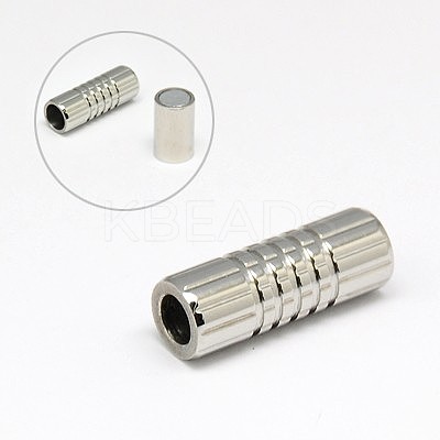 Tarnish Resistant 304 Stainless Steel Magnetic Clasps with Glue-in Ends STAS-K006-6mm-33C-1