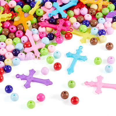 DIY Cross Acrylic Pendant Necklaces Jewelry Making Kit DIY-TA0011-11-1