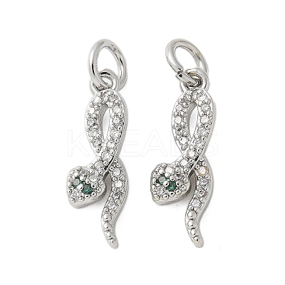 Brass Micro Pave Cubic Zirconia Pendants KK-U056-48P-1