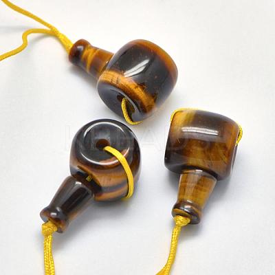 Natural Tiger Eye 3 Hole Guru Beads G-K208-02-A-14-1