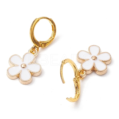 Flower Alloy Enamel Leverback Earrings & Pendant Necklaces Sets SJEW-JS01298-1
