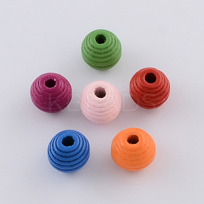Dyed Natural Wood Beehive Beads WOOD-R249-055-1