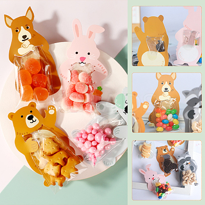 5 Sets 5 Styles Transparent Plastic Cookie Bag ABAG-BC0001-41-1