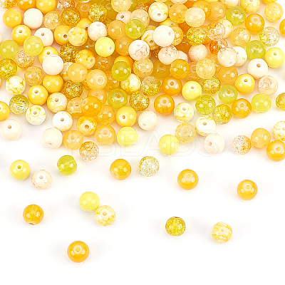 375Pcs 15 Color Spray Painted Crackle Glass Beads DIY-PH0003-88-WH-1