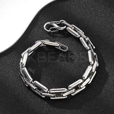 304 Stainless Steel Rectangle Link Chain Bracelets for Women Men BJEW-F488-30P-02-1