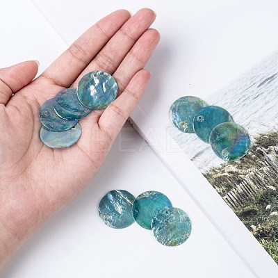 AB Color Plated Capiz Shell Pendants X-SSHEL-T008-01A-1