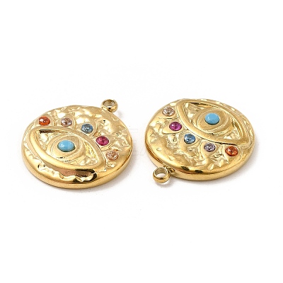 PVD Vacuum Plating 201 Stainless Steel with Colorful Rhinestone Pendants STAS-J401-VC810-1