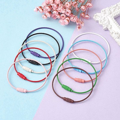 Spray Painted 201 Stainless Steel Wire Cable Keychains BJEW-YW0001-10A-1
