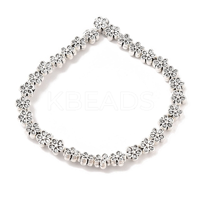 Tibetan Style Flower Alloy Bead Strands TIBEB-O007-08-RS-1
