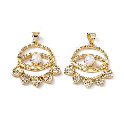 Brass Micro Pave Cubic Zirconia Pendants KK-B061-04G-1