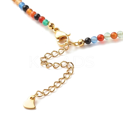 Natural Agate Beaded Necklaces for Women NJEW-JN03789-01-1