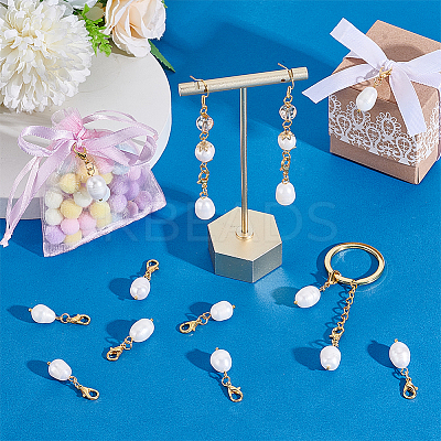 20Pcs Oval Natural Pearl Pendant Decoration HJEW-PH02069-1