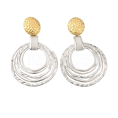 304 Stainless Steel Two Tone Dangle Stud Earrings EJEW-M104-01C-PG-1