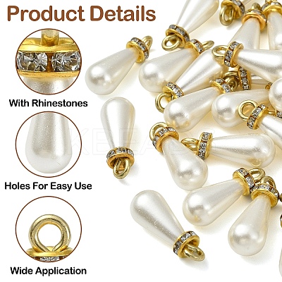 50Pcs High Luster ABS Plastic Imitation Pearl Pendants FIND-YW0009-07-1