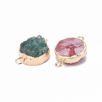 Natural Drusy Agate Flat Round Links connectors G-P090-17-1