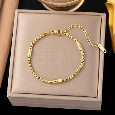 304 Stainless Steel Box Bracelets for Women BJEW-D407-03G-1